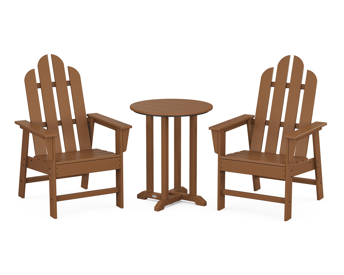 POLYWOOD Long Island 3-Piece Round Bistro Dining Set in Teak