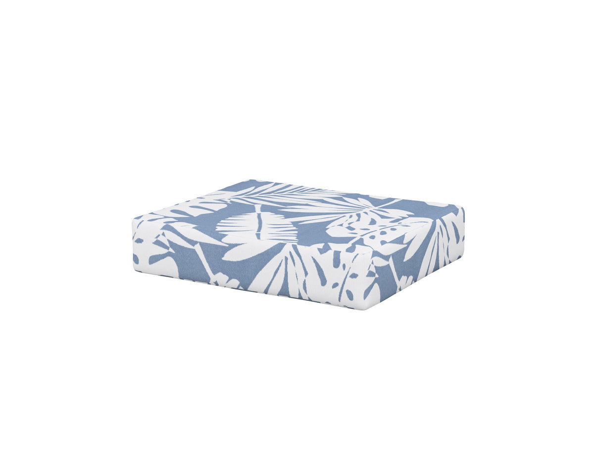 POLYWOOD Acadia Ottoman Cushion in Leaf Sky Blue