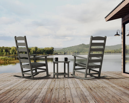 POLYWOOD Shaker 3-Piece Porch Rocking Chair Set in an outdoor setting