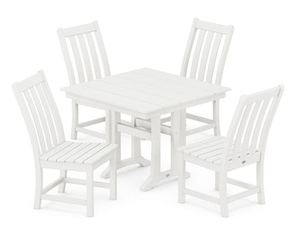 POLYWOOD Vineyard 5-Piece Farmhouse Trestle Side Chair Dining Set in Vintage White
