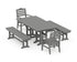 POLYWOOD Savannah 5-Piece Farmhouse Dining Set with Benches in Slate Grey