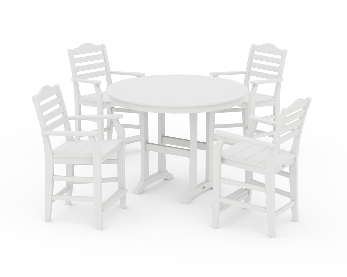 POLYWOOD Savannah 5-Piece Round Counter Set in White