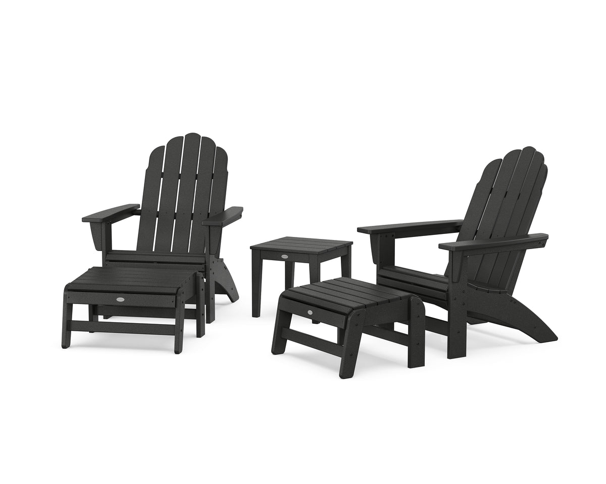 POLYWOOD 5-Piece Vineyard Grand Adirondack Set in Black
