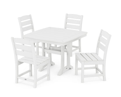 POLYWOOD Lakeside Side Chair 5-Piece Dining Set with Trestle Legs - 37" Table in White