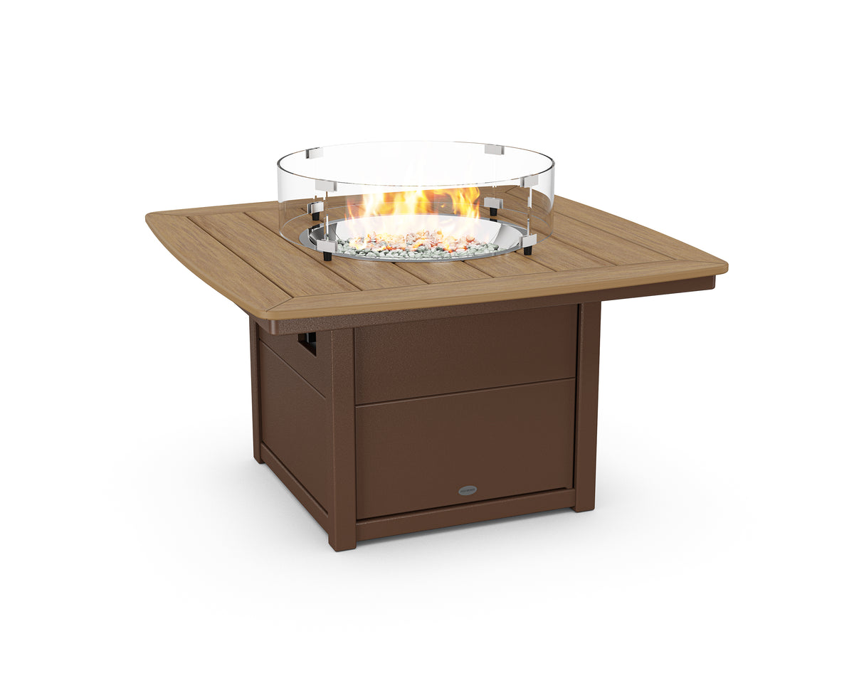 POLYWOOD Nautical 42" Fire Pit Table in Mahogany / Natural