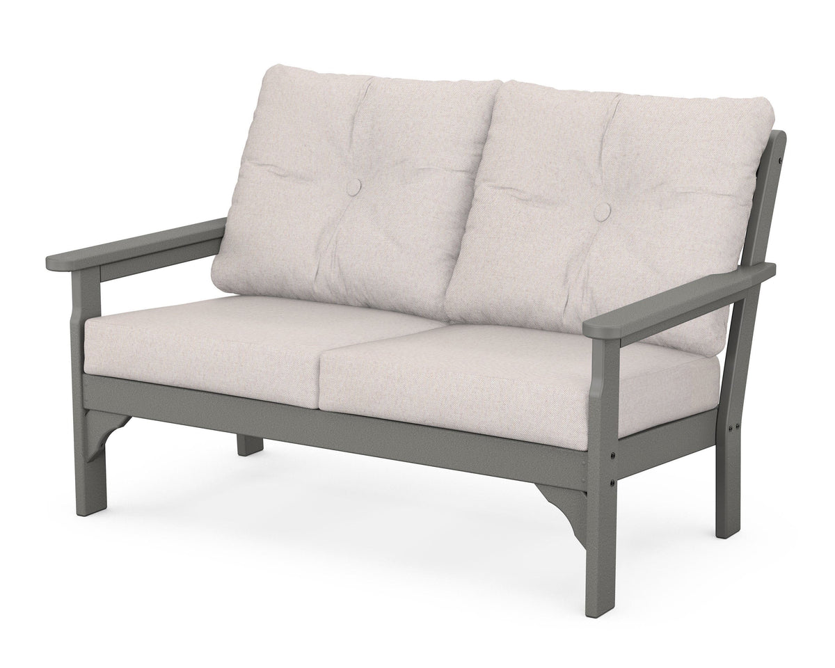 POLYWOOD Vineyard Deep Seating Loveseat in Slate Grey / Dune Burlap