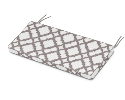 POLYWOOD Chinoiserie 48" Bench Seat Cushion in Trellis Grey Mist