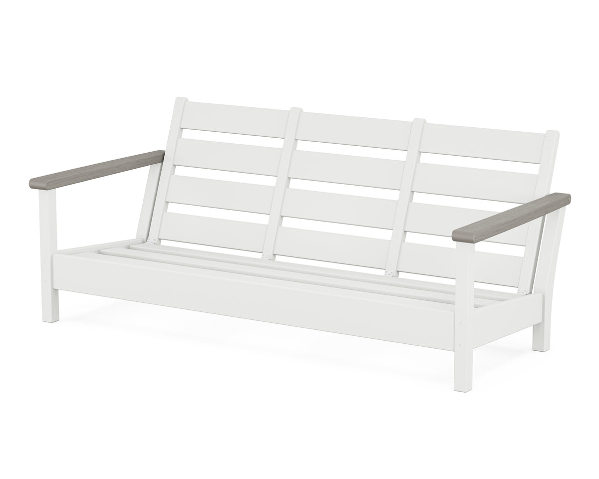 POLYWOOD Harbour Sofa Frame in White / Driftwood