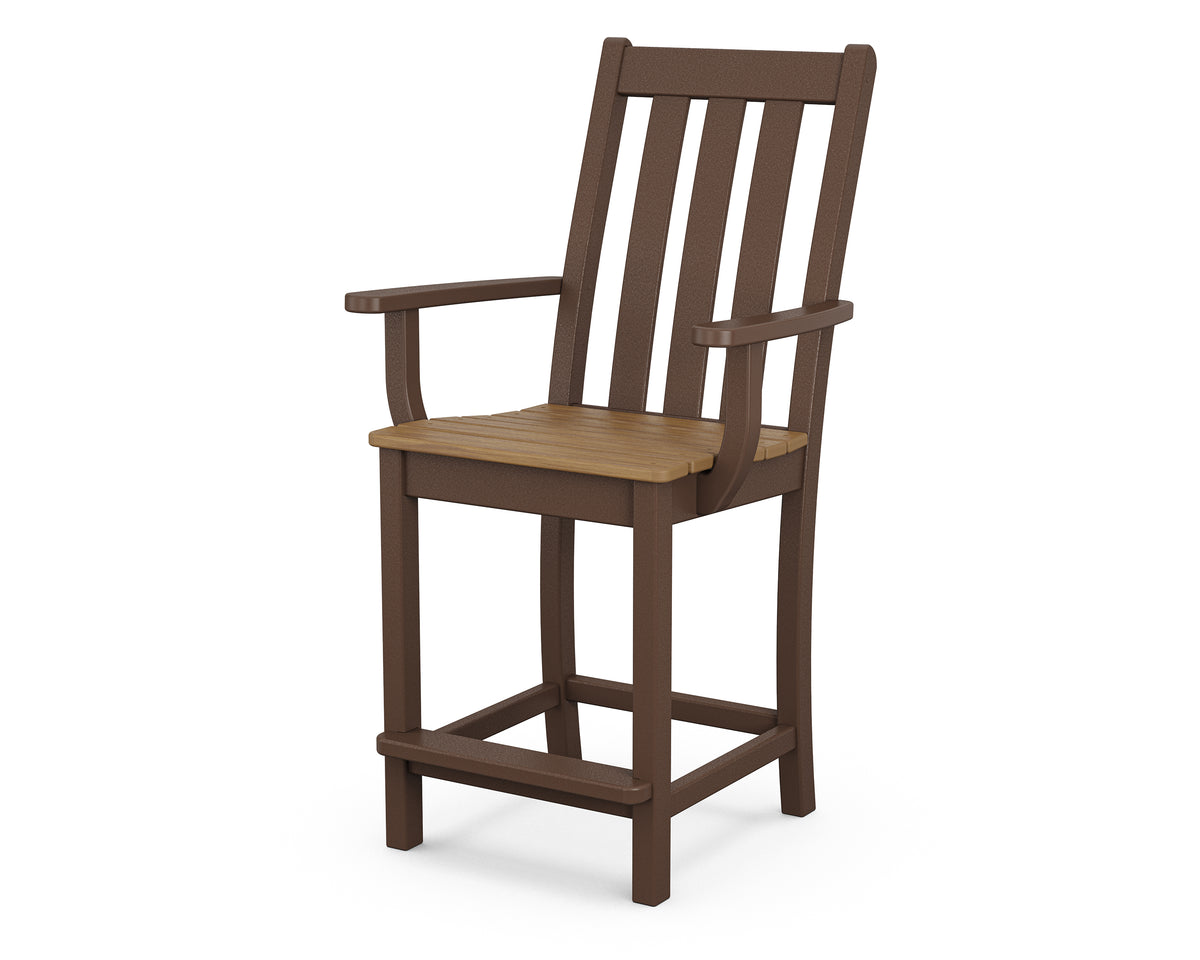 POLYWOOD Vineyard Counter Arm Chair in Mahogany / Natural