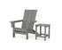POLYWOOD Modern Studio Folding Adirondack Chair with Side Table in Slate Grey