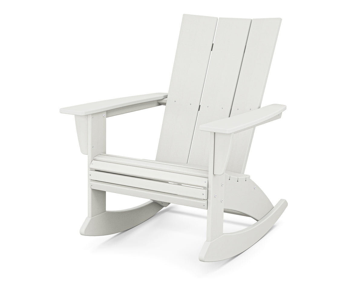 POLYWOOD Modern Curveback Adirondack Rocking Chair in Vintage White