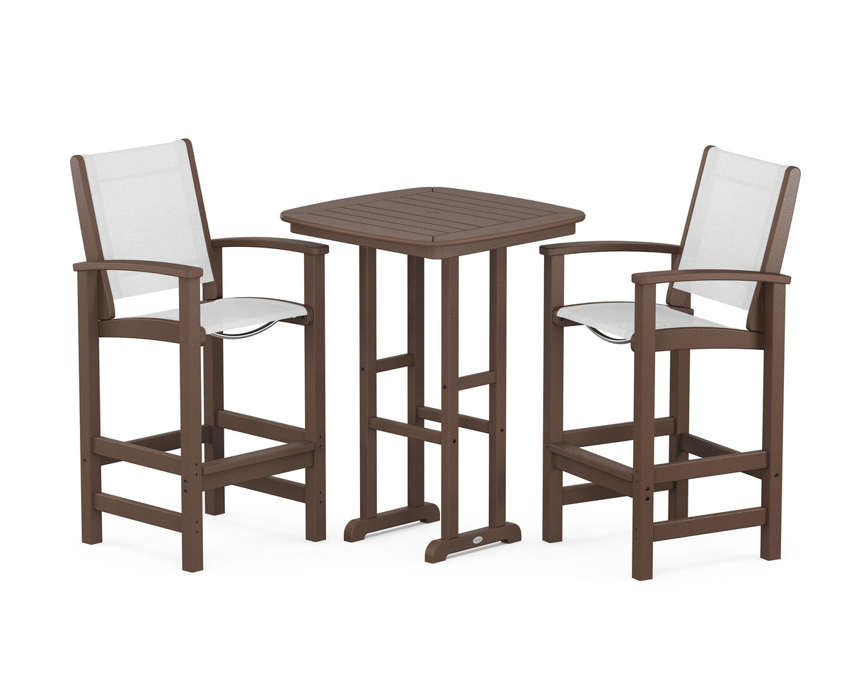 POLYWOOD Coastal 3-Piece Bar Set in Mahogany / White