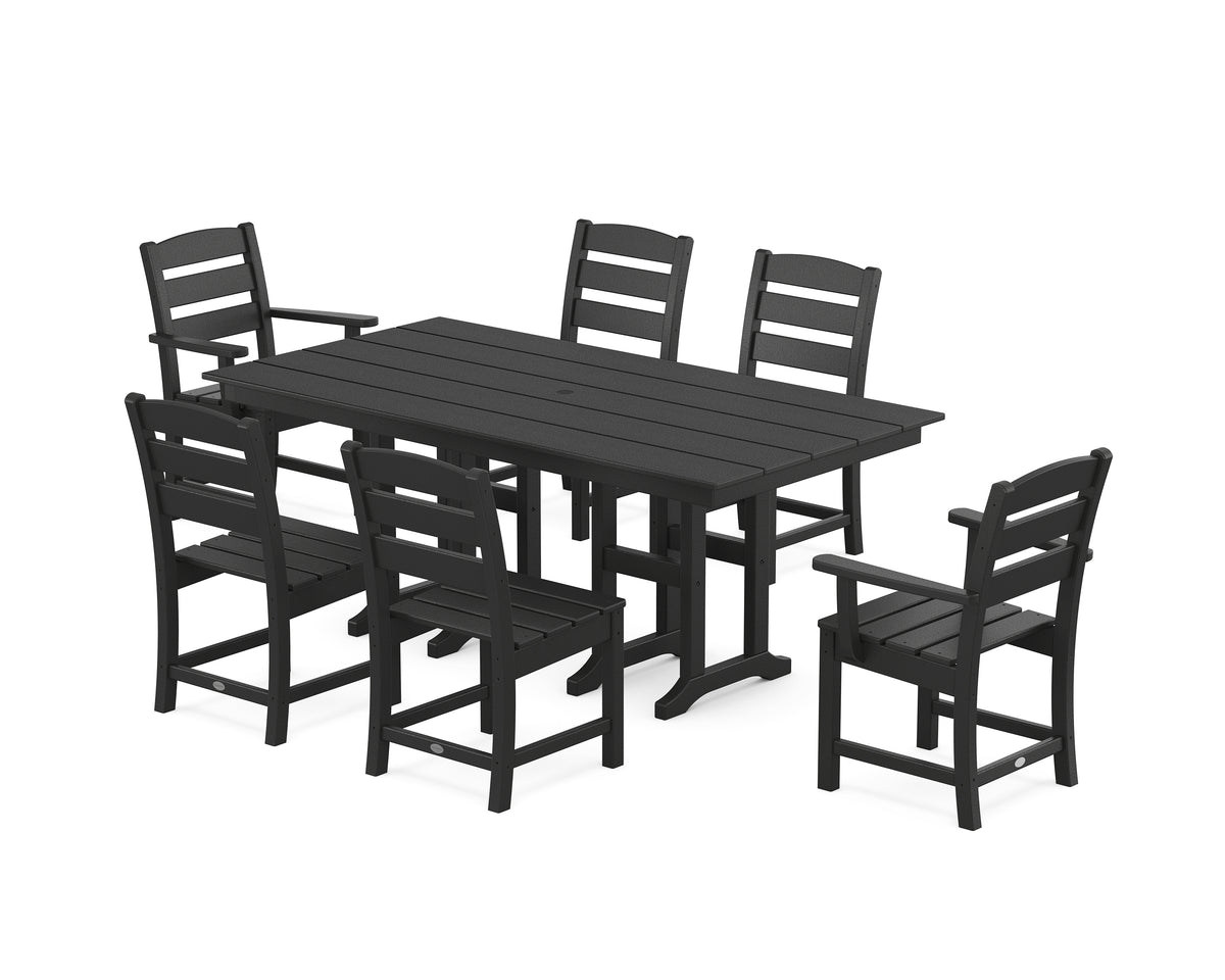 POLYWOOD Lakeside 7-Piece Farmhouse Dining Set in Black