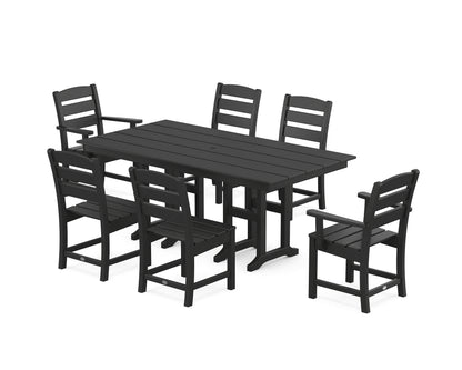 POLYWOOD Lakeside 7-Piece Farmhouse Dining Set in Black