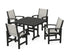POLYWOOD Coastal 5-Piece Dining Set with Nautical 44" Dining Table in Black / Birch