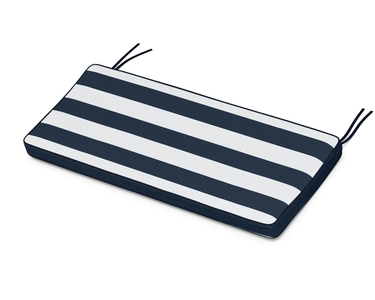 POLYWOOD Chinoiserie 48" Bench Seat Cushion in Cabana Stripe Marine Indigo