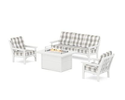 POLYWOOD Vineyard Deep Seating Fire Pit Table Set