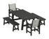 POLYWOOD Coastal 5-Piece Rustic Farmhouse Dining Set With Benches in Black / Birch