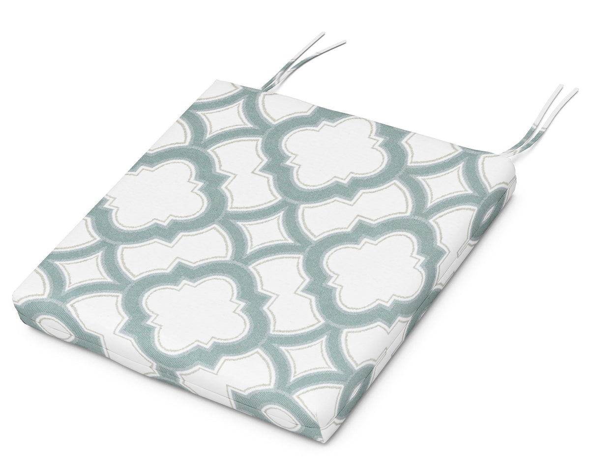 POLYWOOD South Beach Seat Cushion - 17"D x 20"W x 2.5"H in Trellis Glacier Spa