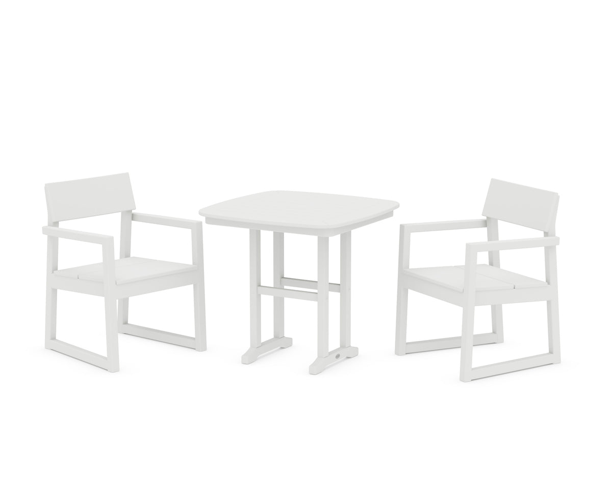 POLYWOOD EDGE 3-Piece Dining Set in White