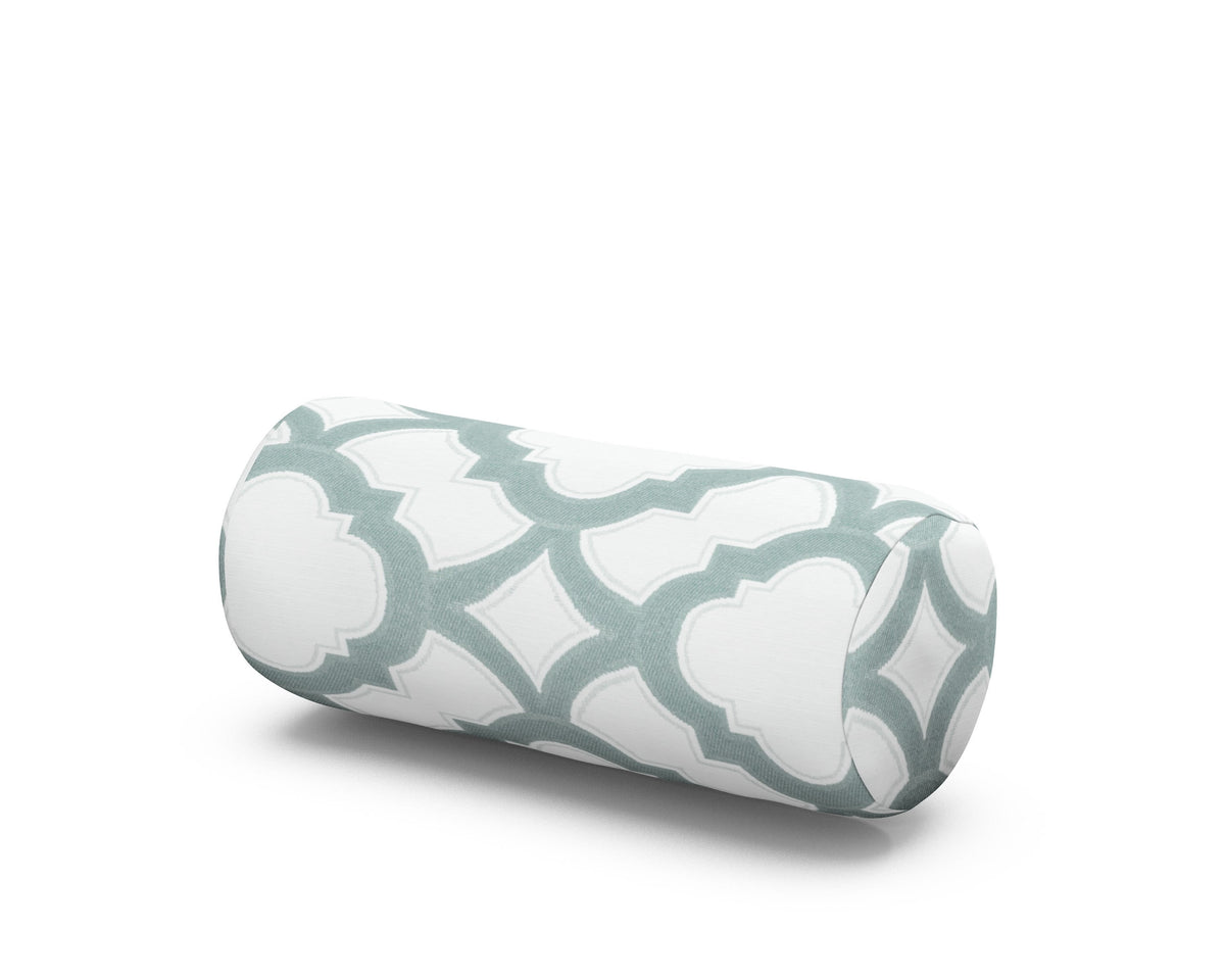 POLYWOOD Outdoor Bolster Pillow in Trellis Glacier Spa
