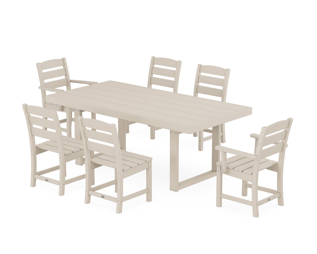 POLYWOOD Lakeside 7-Piece Dining Set - 39" x 78" Table in Sand
