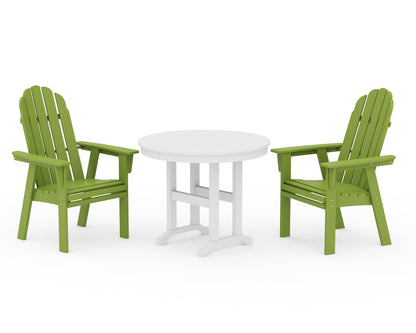 POLYWOOD Vineyard Adirondack 3-Piece Round Dining Set in Lime / White