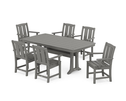 POLYWOOD Mission Arm Chair 7-Piece Dining Set with Trestle Legs in Slate Grey