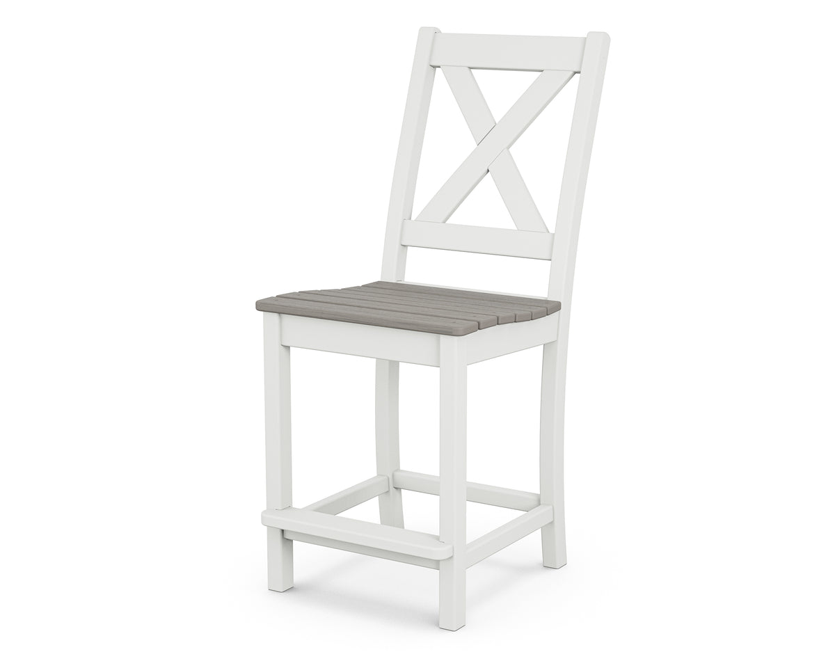 POLYWOOD Braxton Counter Side Chair in White / Driftwood
