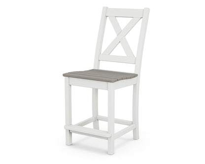 POLYWOOD Braxton Counter Side Chair in White / Driftwood