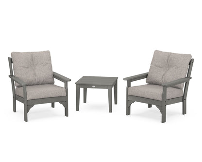 POLYWOOD Vineyard 3-Piece Deep Seating Set in Slate Grey / Weathered Tweed