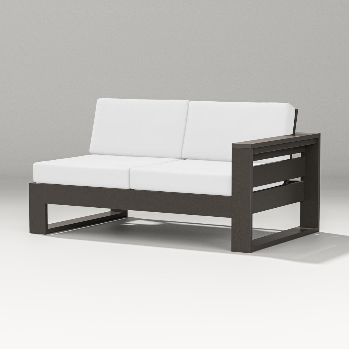 POLYWOOD Latitude Modular Right Arm Loveseat in Vintage Coffee / Natural