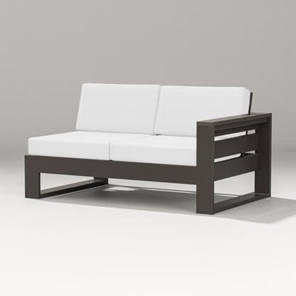 POLYWOOD Latitude Modular Right Arm Loveseat in Vintage Coffee / Natural