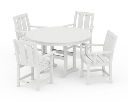 POLYWOOD Mission 5-Piece Round Farmhouse Dining Set in White