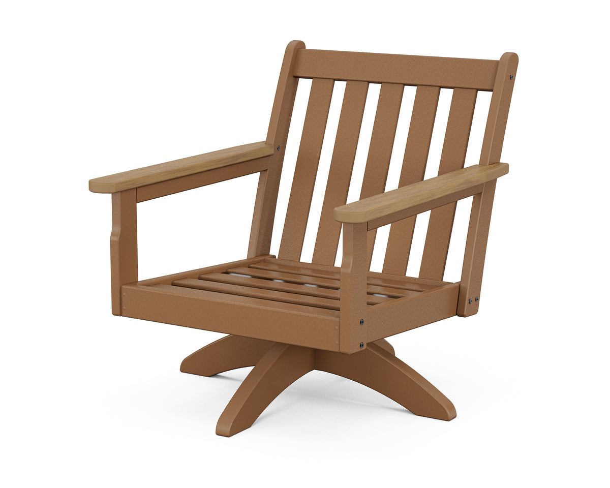 POLYWOOD Vineyard Deep Seating Swivel Chair Frame in Teak / Natural