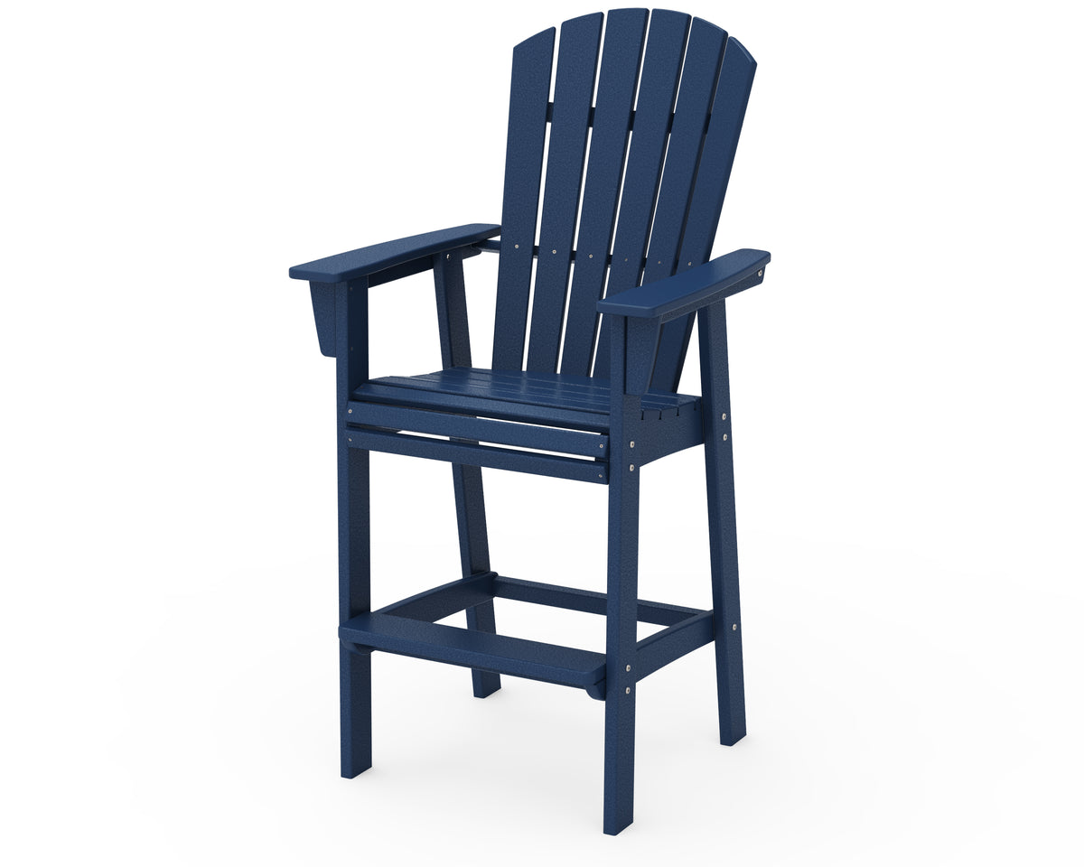 POLYWOOD Nautical Curveback Adirondack Bar Chair in Navy