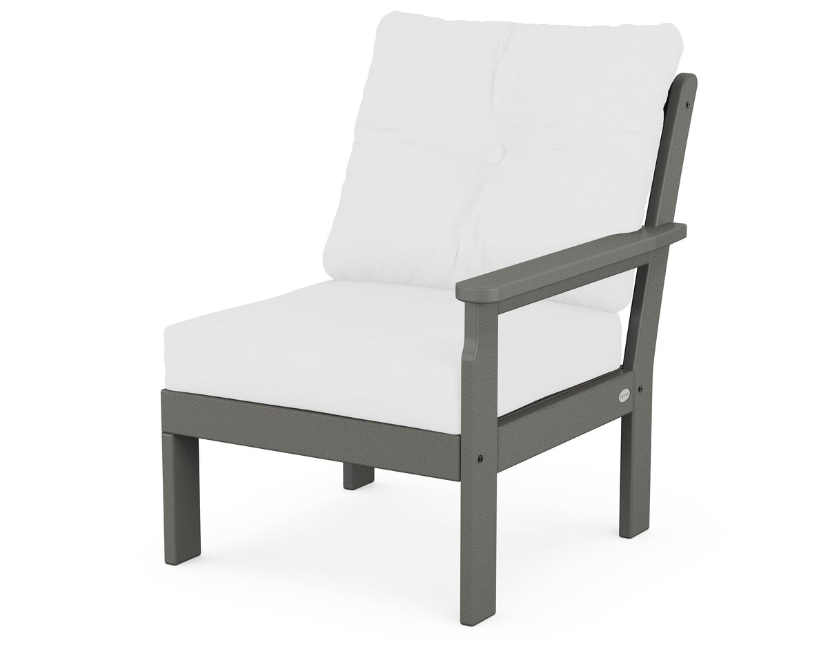 POLYWOOD Vineyard Modular Right Arm Chair in Slate Grey / Natural