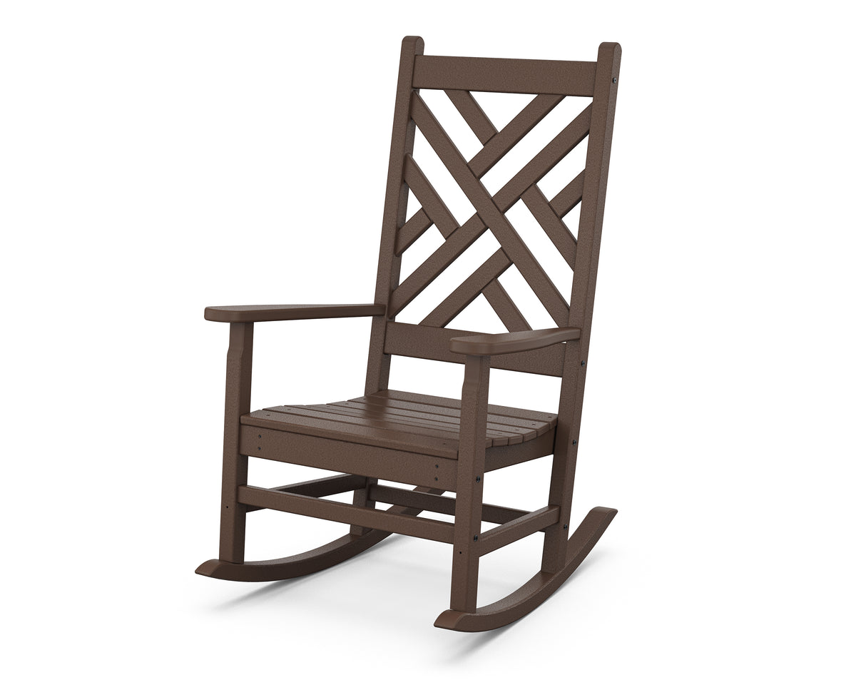 POLYWOOD Chippendale Porch Rocking Chair in Mahogany