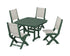 POLYWOOD Coastal Folding Side Chair 5-Piece Dining Set with Nautical 44" Dining Table in Green / Birch