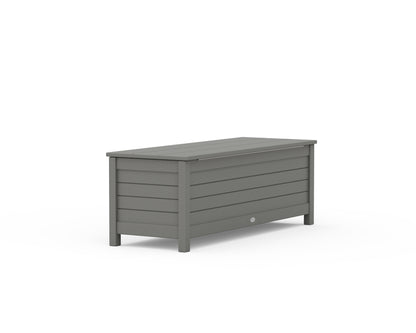 Second angled view of the POLYWOOD Nautical 48" Storage Bench in Slate Grey