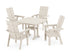 POLYWOOD Modern Adirondack 5-Piece Dining Set with Trestle Legs with Modern Curveback Adirondack Dining Chair in Sand