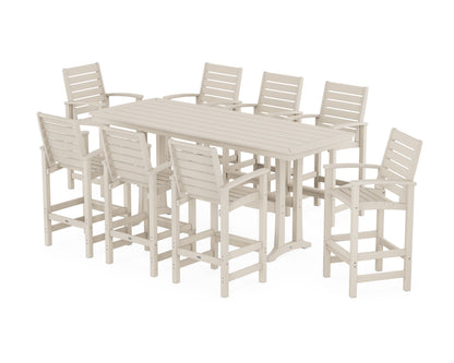 POLYWOOD Signature 9-Piece Bar Set with Trestle Legs in Sand