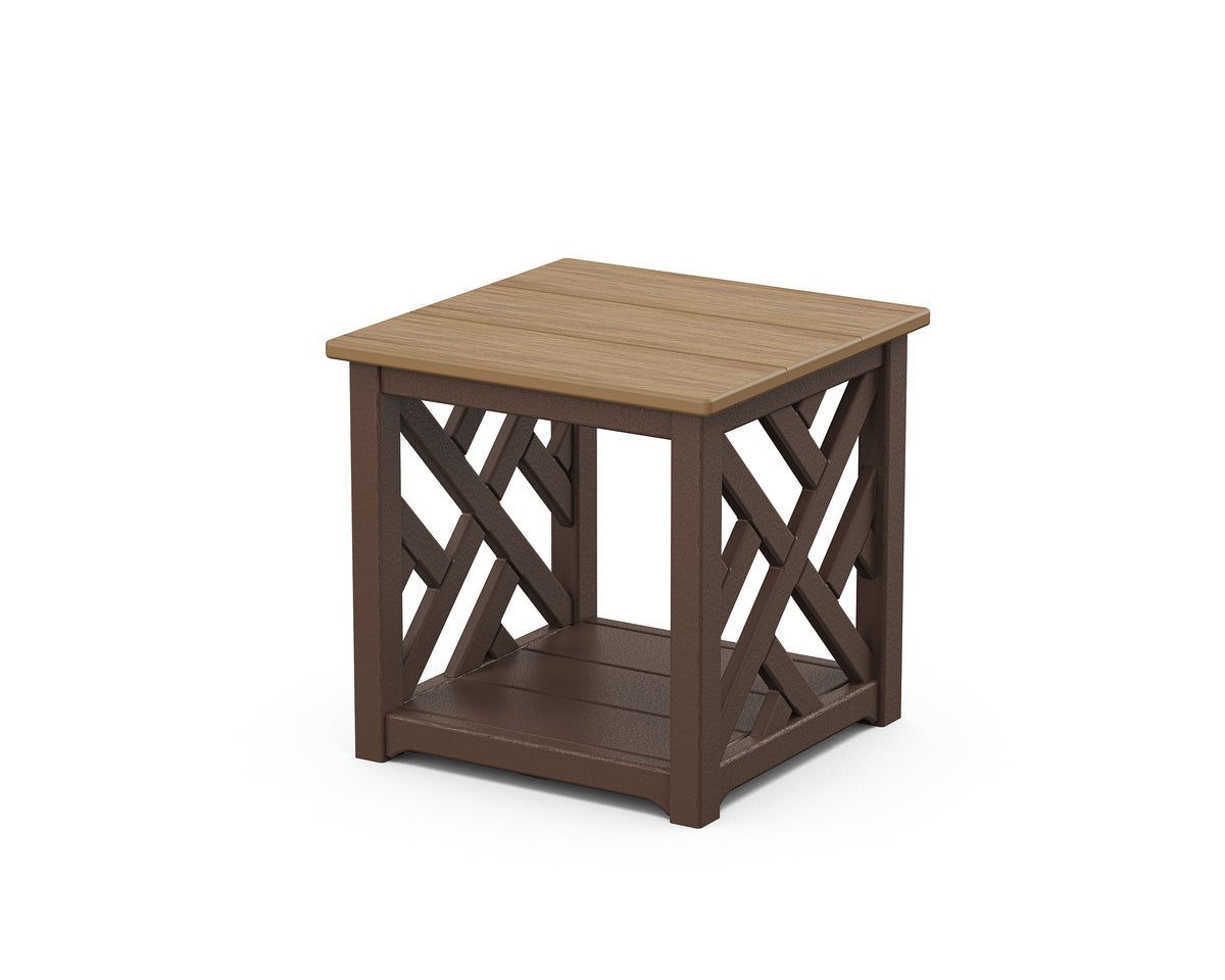 POLYWOOD Chippendale Accent Table in Mahogany / Natural