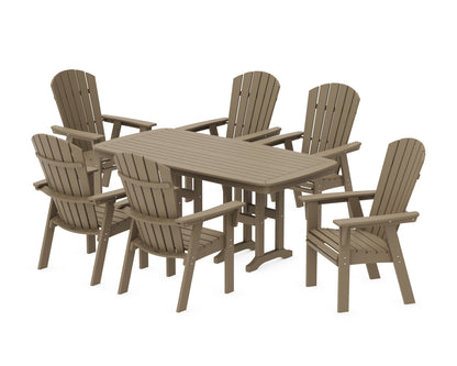 POLYWOOD Nautical Curveback Adirondack 7-Piece Dining Set in Vintage Sahara