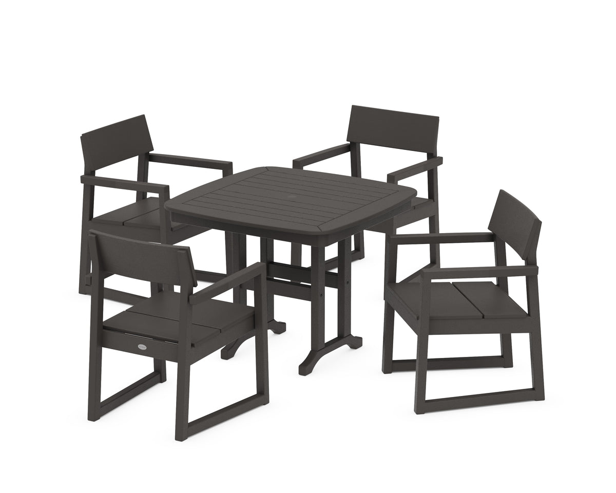 POLYWOOD EDGE 5-Piece Dining Set in Vintage Coffee