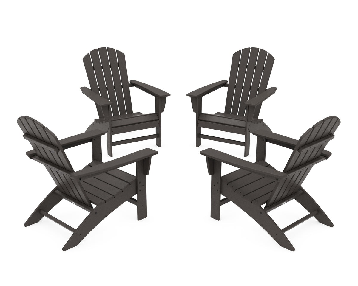 POLYWOOD Nautical 4-Piece Adirondack Conversation Set in Vintage Coffee