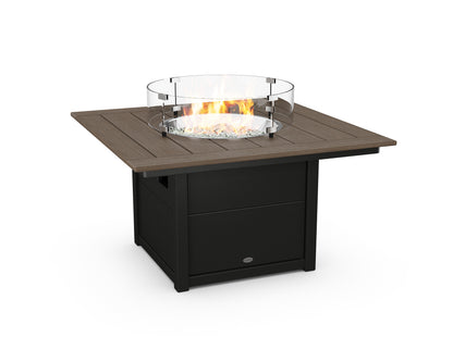 POLYWOOD Square 42" Fire Pit Table in Black / Kona