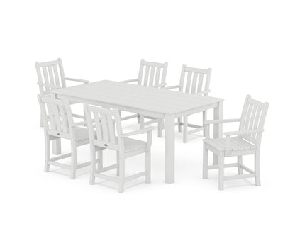 POLYWOOD Traditional Garden Arm Chair 7-Piece Parsons Dining Set in White