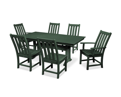 POLYWOOD Vineyard 7-Piece Farmhouse Dining Set with Trestle Legs in Green