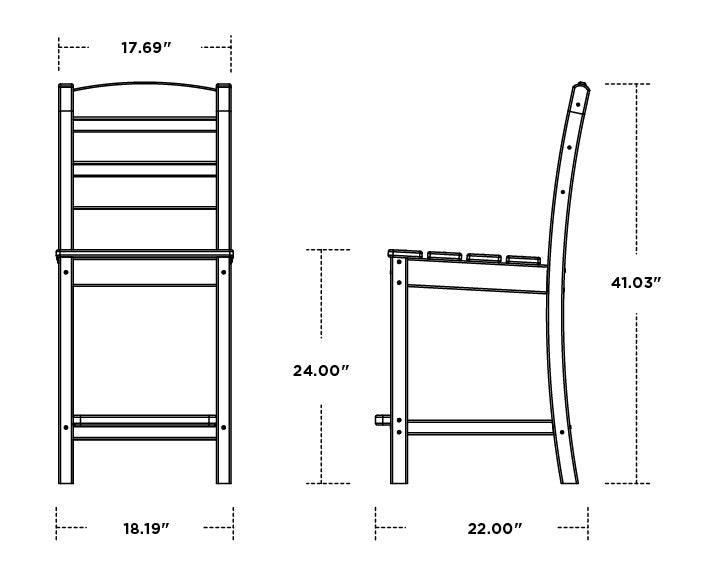 POLYWOOD Lakeside Counter Side Chair dimensions